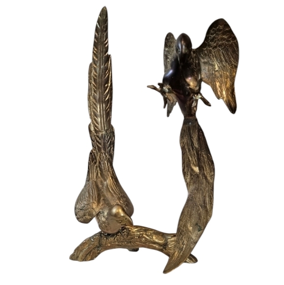 Large Vintage Brass Pheasant Bird Branch MCM Figure Sculpture - Picture 1 of 6
